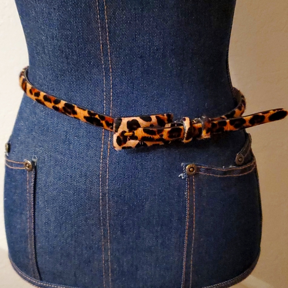 Faux fur belt, leather back